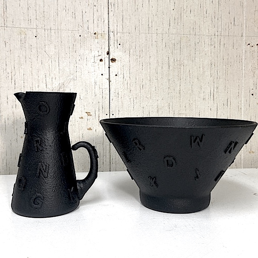 “Black Alphabet” Ceramic Fruit Bowl and Display Vase